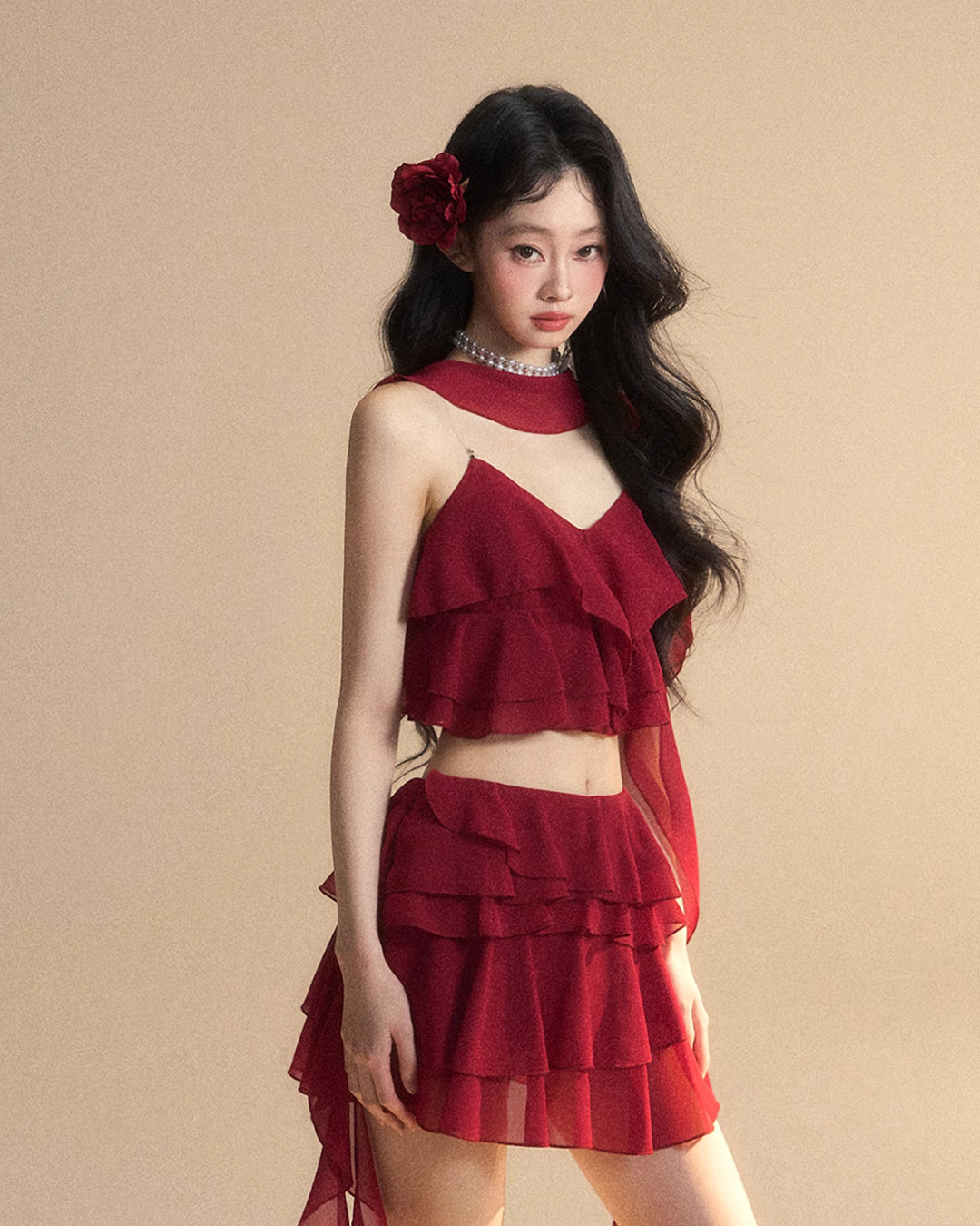 Chiffon Ruffle Tops / Chiffon Skirts LAS0019