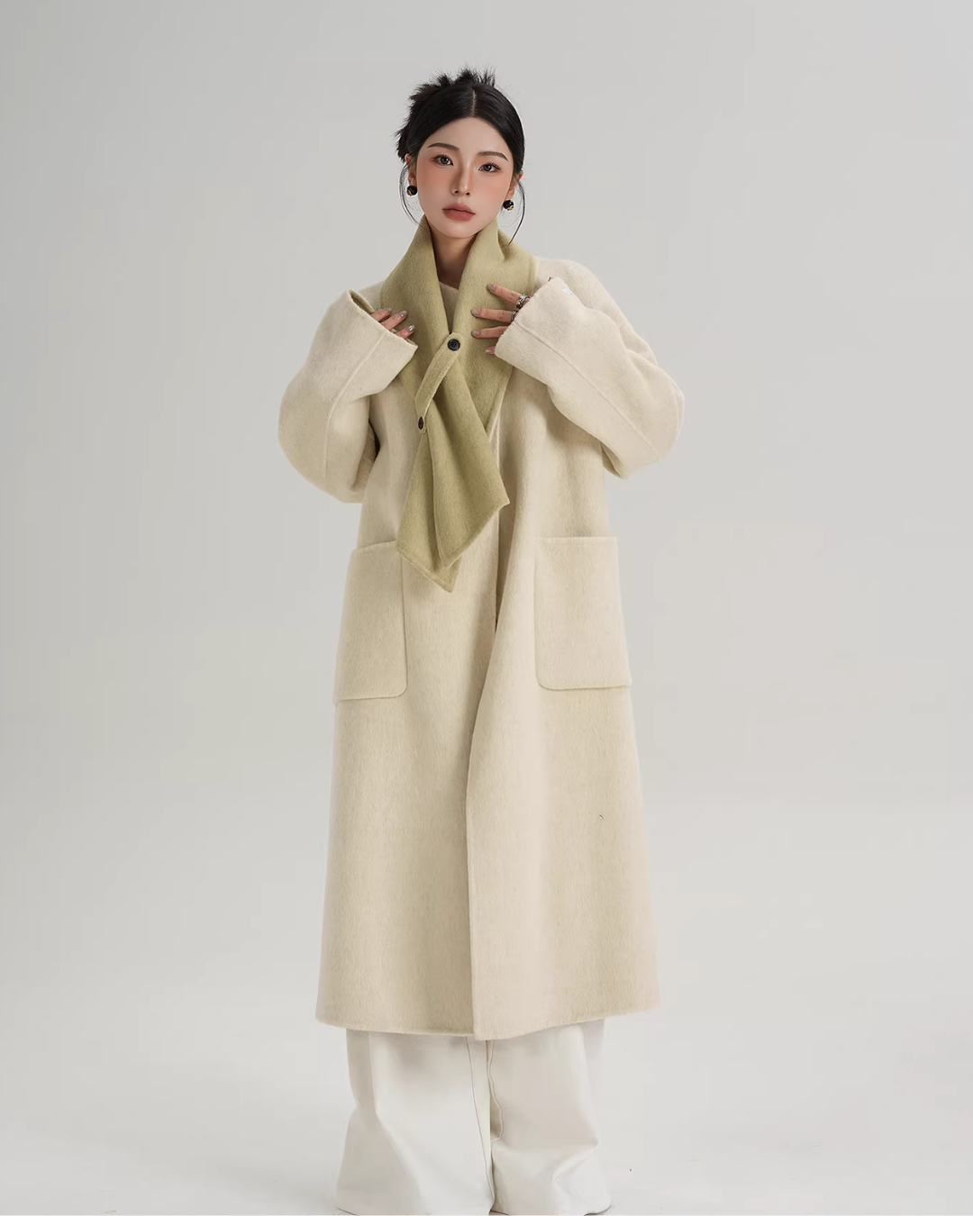 Scarf Collarless Coat SRS0412