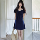 V-neck Navy Blue Dress SMS0025