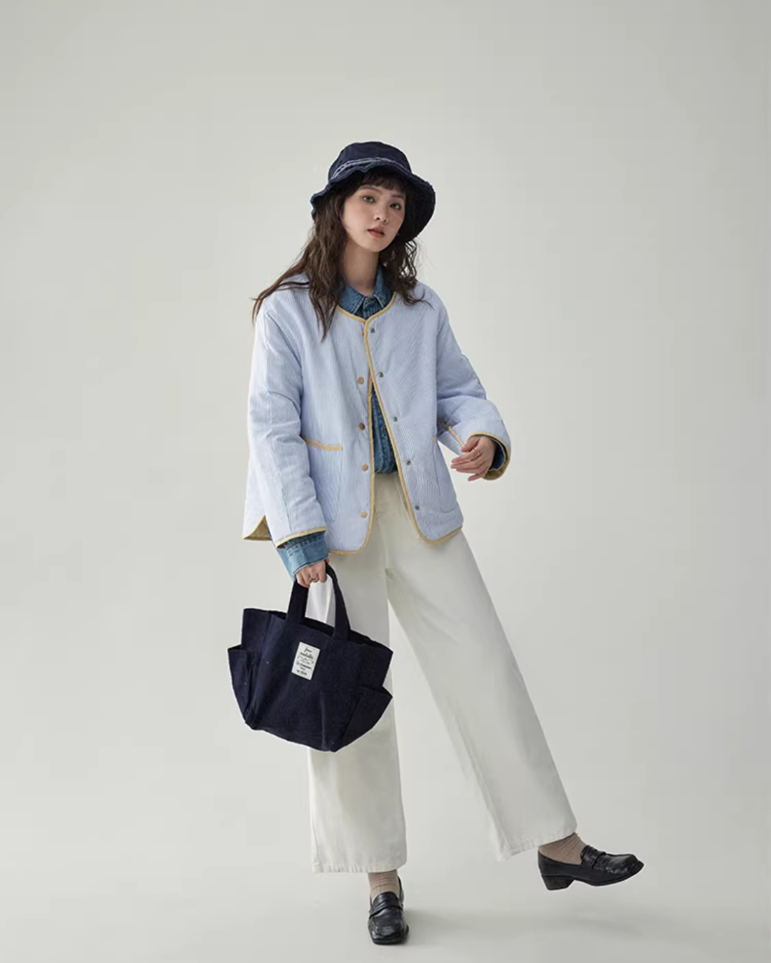 Wave Quilting Collarless Jacket AMU0045