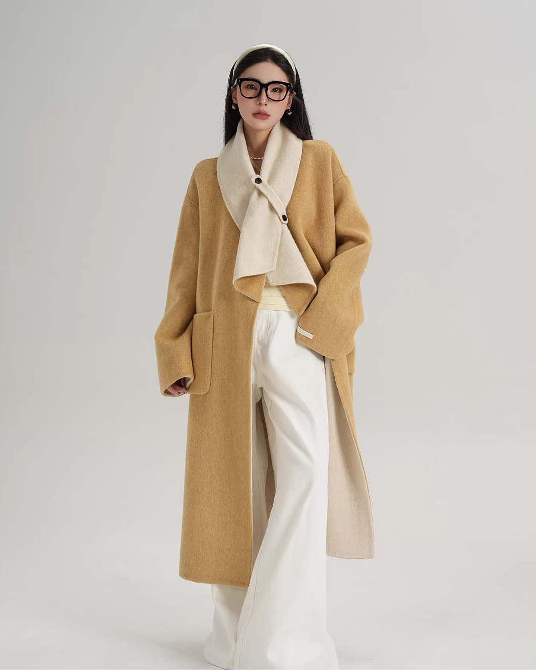 Scarf Collarless Coat SRS0412