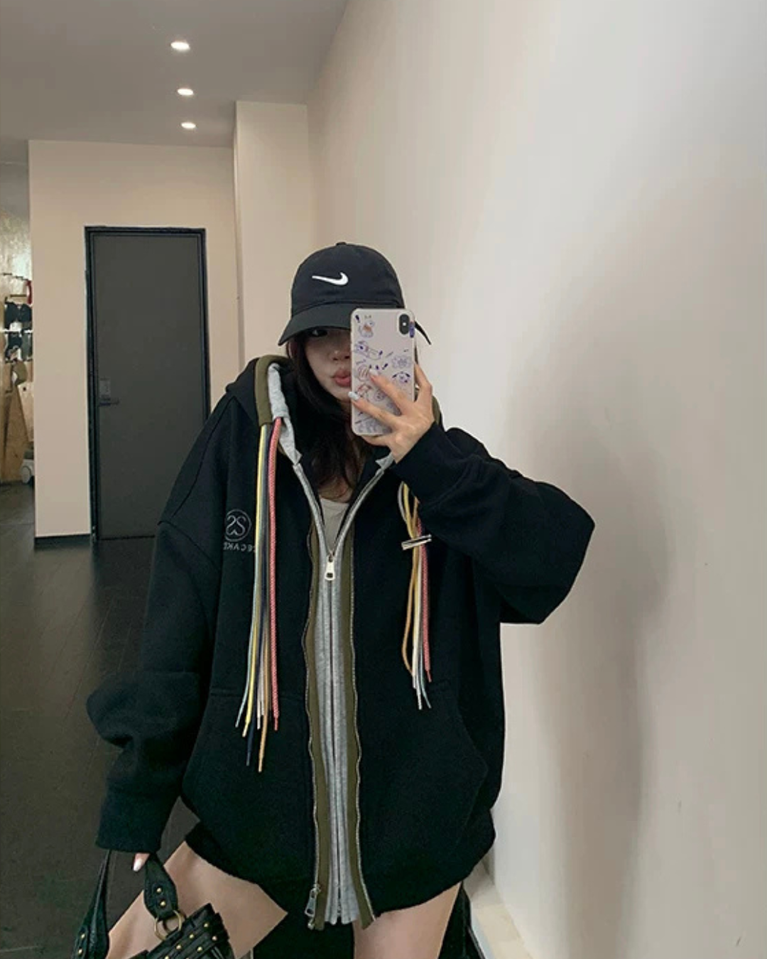 Colorful Drawcord Zip-Up Hoodie YLS1075
