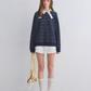 Button Lace Collar Striped Top ASG0085