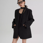 Collarless Wool Coat with Choker SRS0393