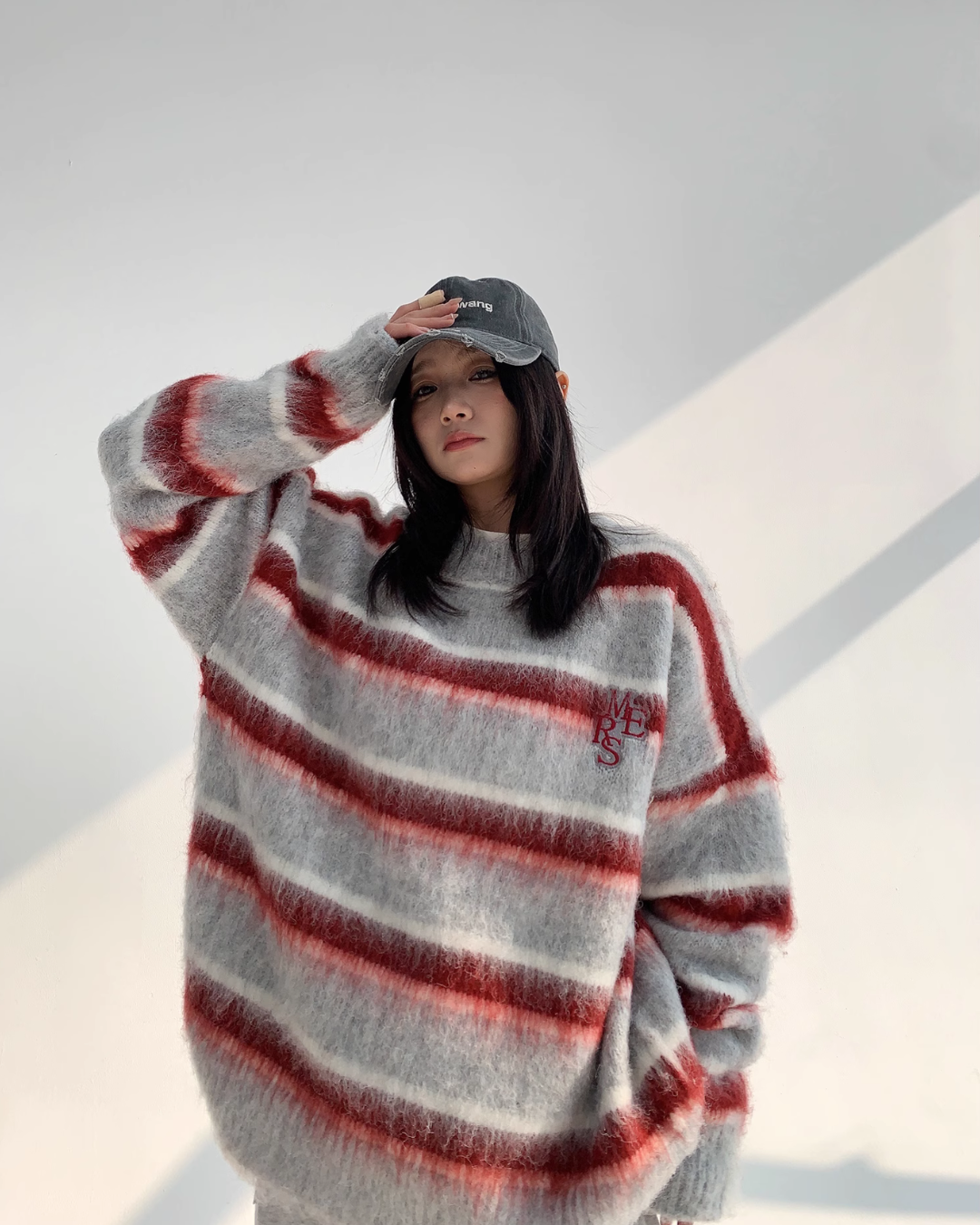 Border Shaggy Knit Tops YLS0713