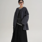 Hood Scarf Mid Length Wool Coat SRS0358