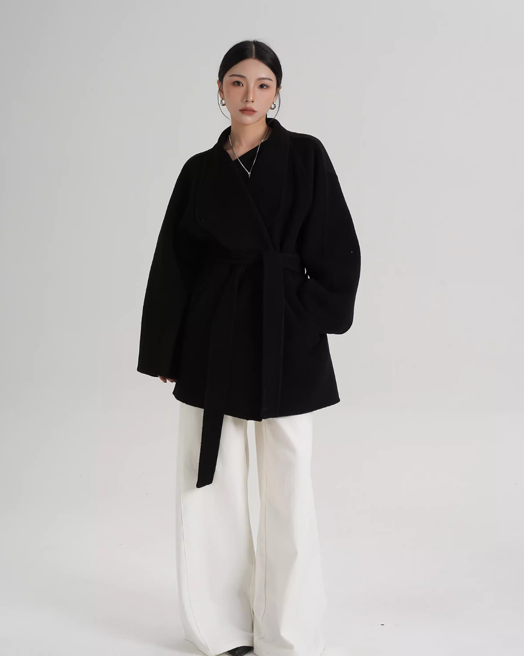 Mid Length Belted Wool Coat SRS0363