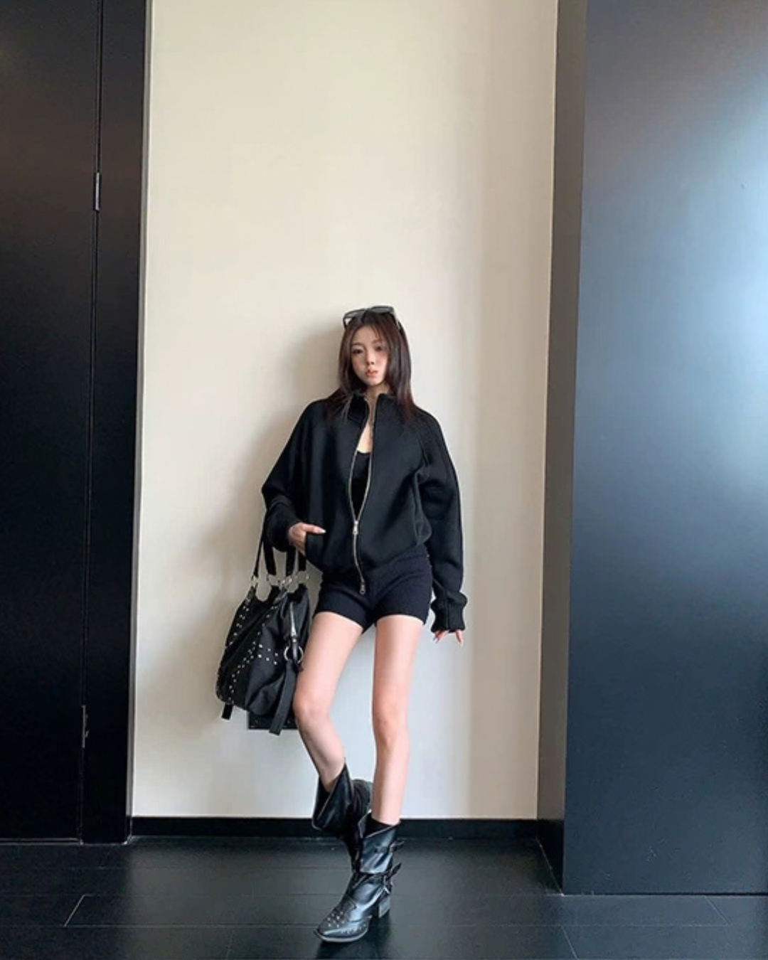Rib-Knit Switch Zip-Up Blouson YLS1056