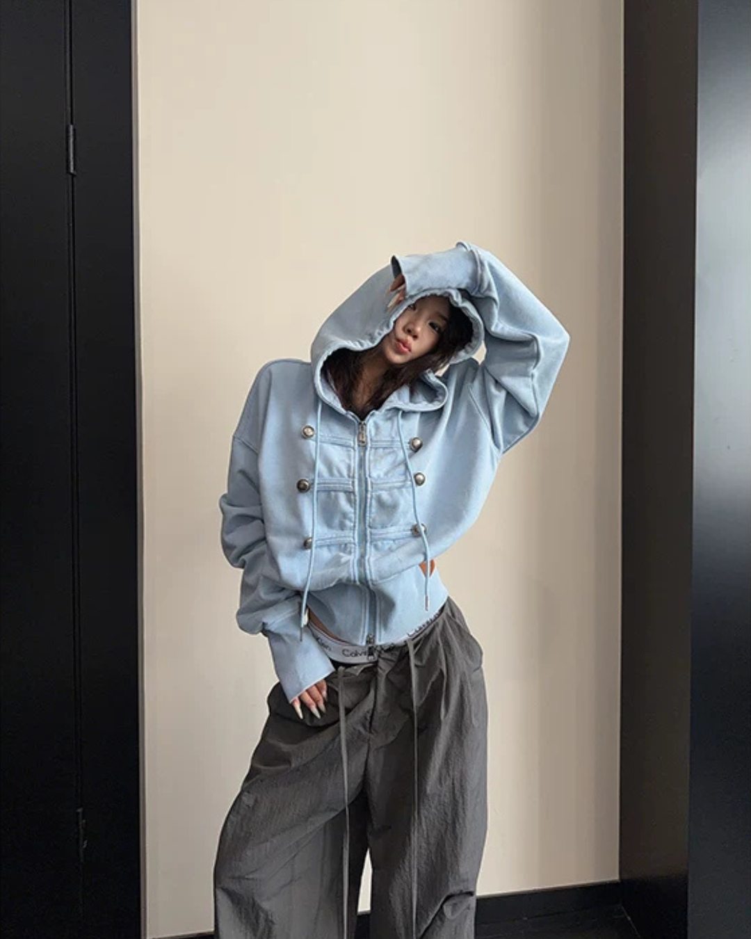 Napoleon-Style Zip-Up Hoodie YLS1071
