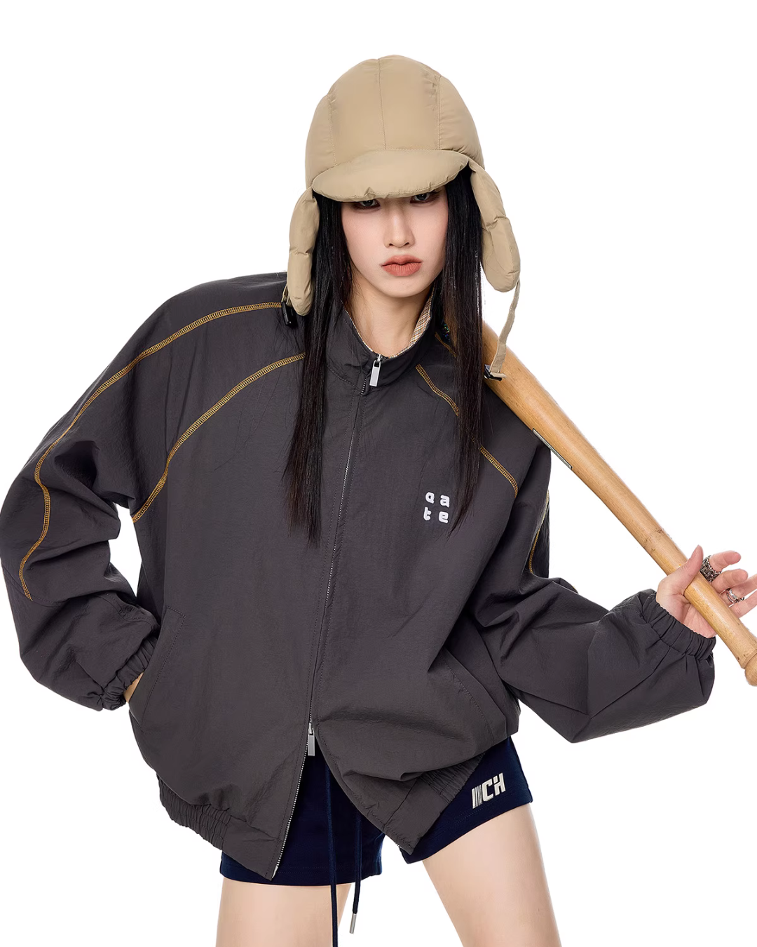 Double Zip Nylon Jacket ICM0086