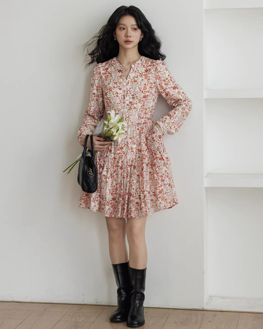 V-Neck Floral Dress VAS0193