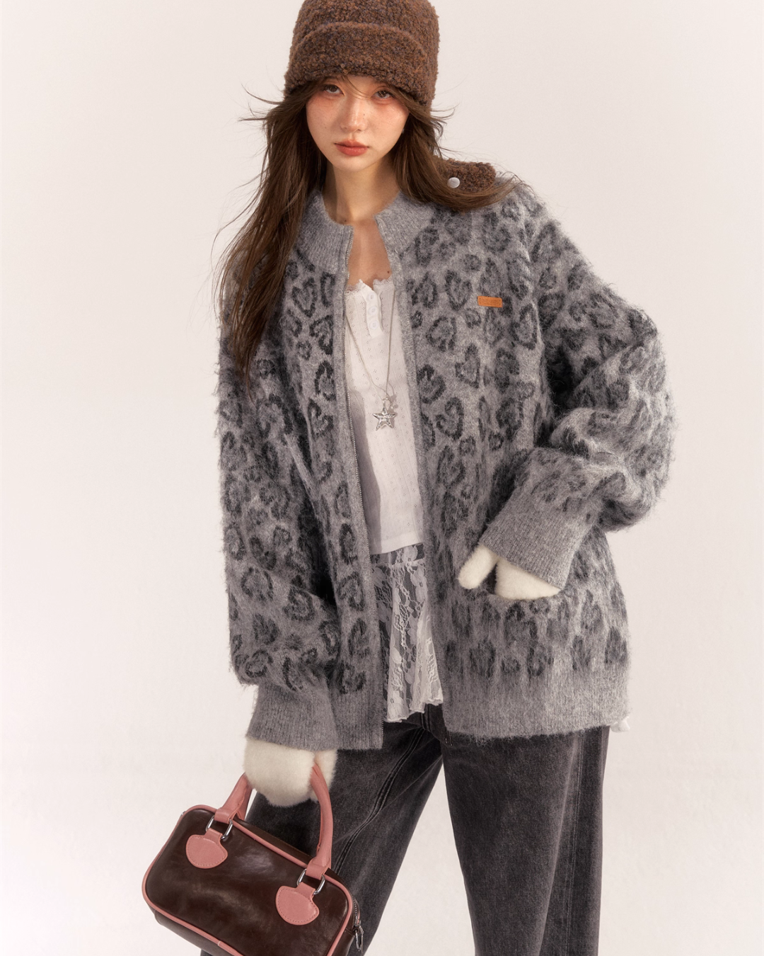 Leopard Print Knit Cardigan ASG0057