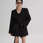 Collarless Wool Coat with Choker SRS0393