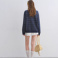 Button Lace Collar Striped Top ASG0085