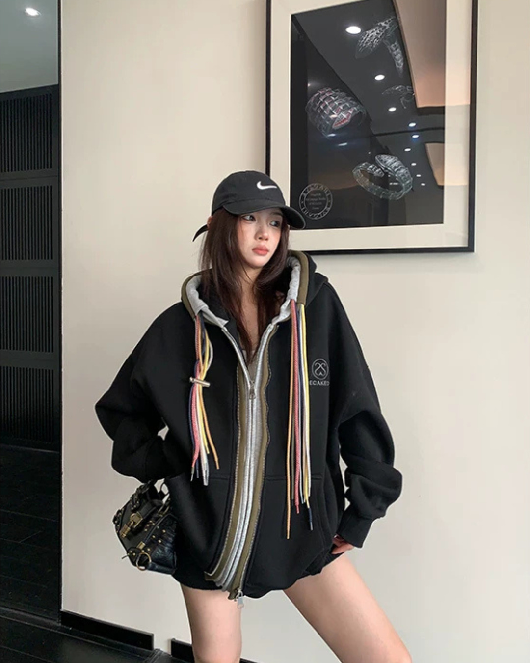 Colorful Drawcord Zip-Up Hoodie YLS1075