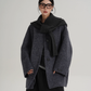 Hood Scarf Mid Length Wool Coat SRS0358