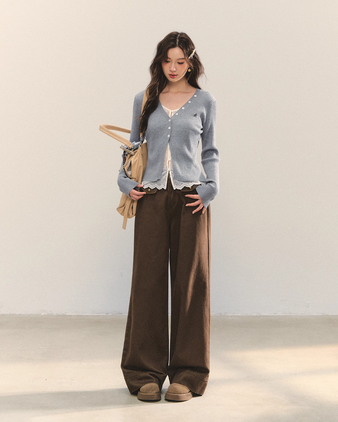 Plaid Spliced Hood Hoodie / Mini Skirt / Flare Pants ASG0066