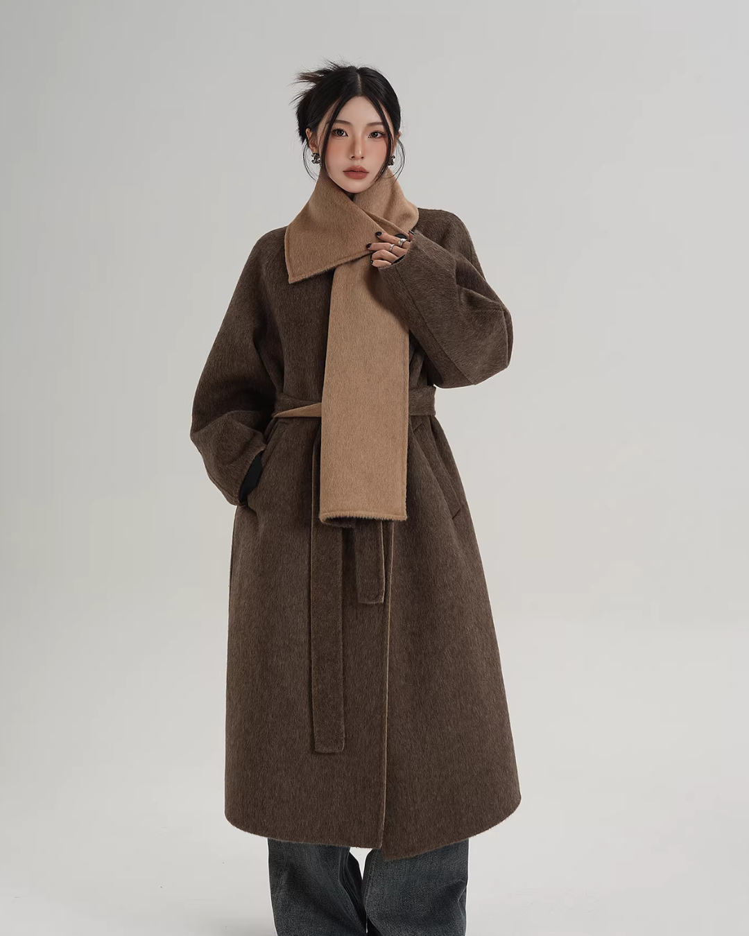 Scarf Design Long Wool Coat SRS0409