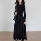 Mock Neck Top Docking Flare Skirt VAS0183