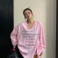 V-Neck Print Long Sleeve T-Shirt  YLS1044