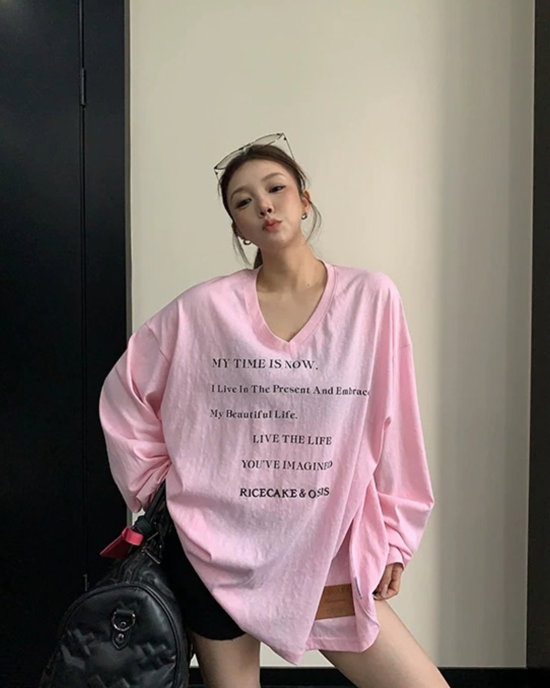 V-Neck Print Long Sleeve T-Shirt  YLS1044