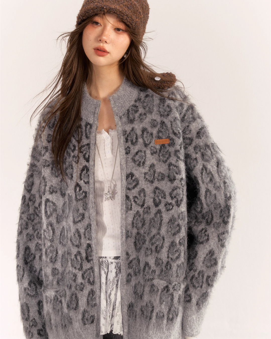 Leopard Print Knit Cardigan ASG0057
