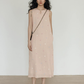 Flower Embroidery Pearl Button Long Dress VAS0203