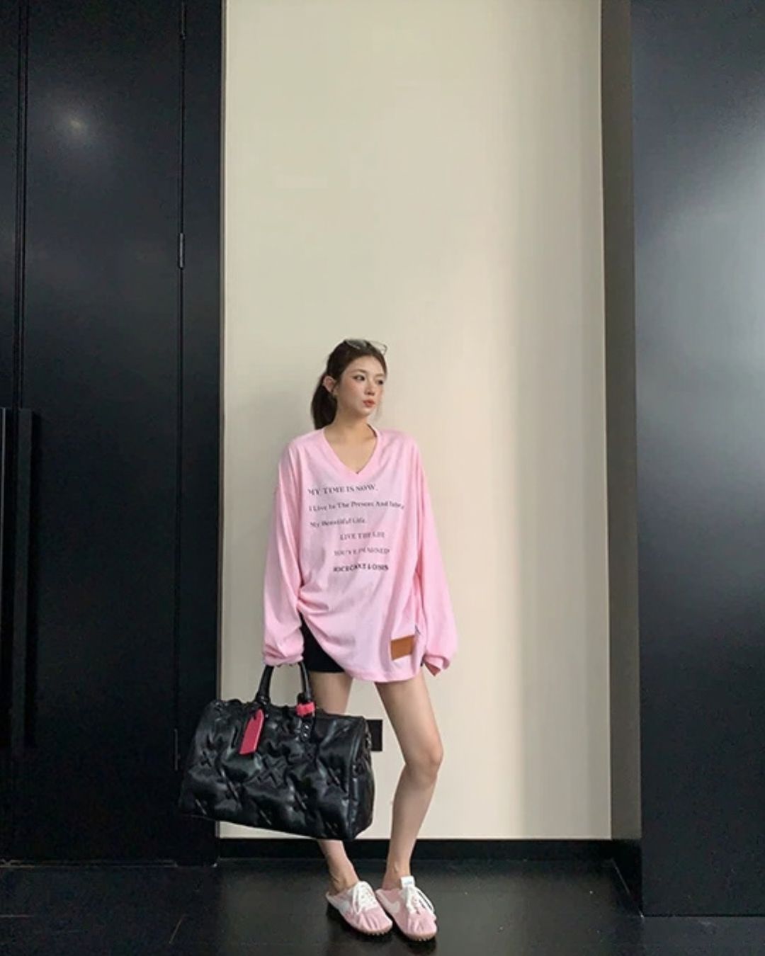 V-Neck Print Long Sleeve T-Shirt  YLS1044