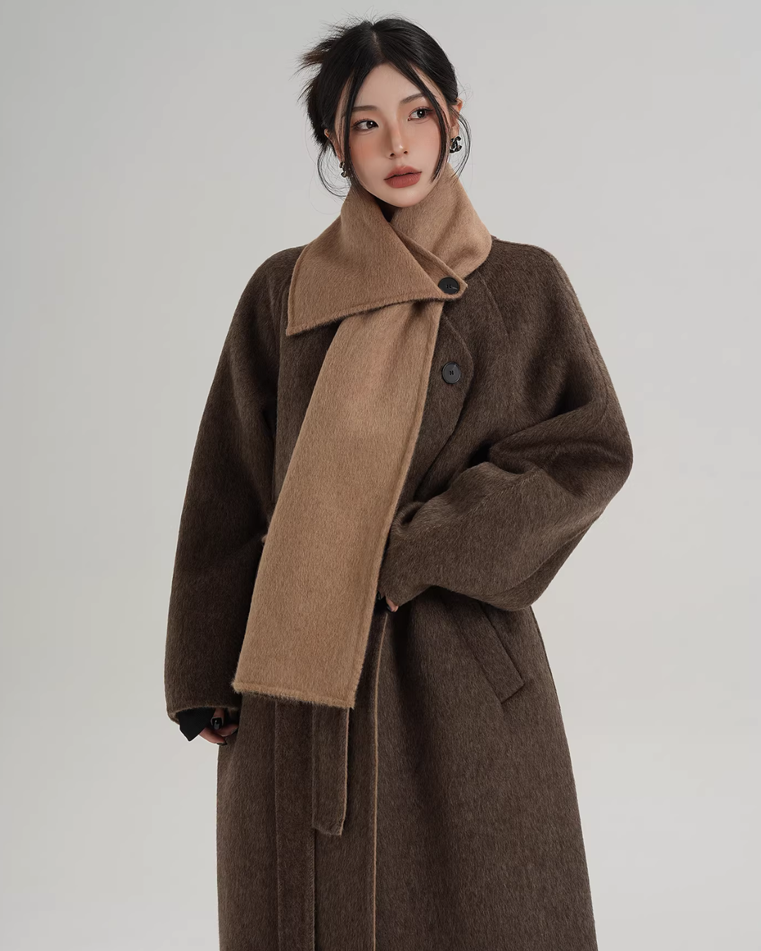 Scarf Design Long Wool Coat SRS0409
