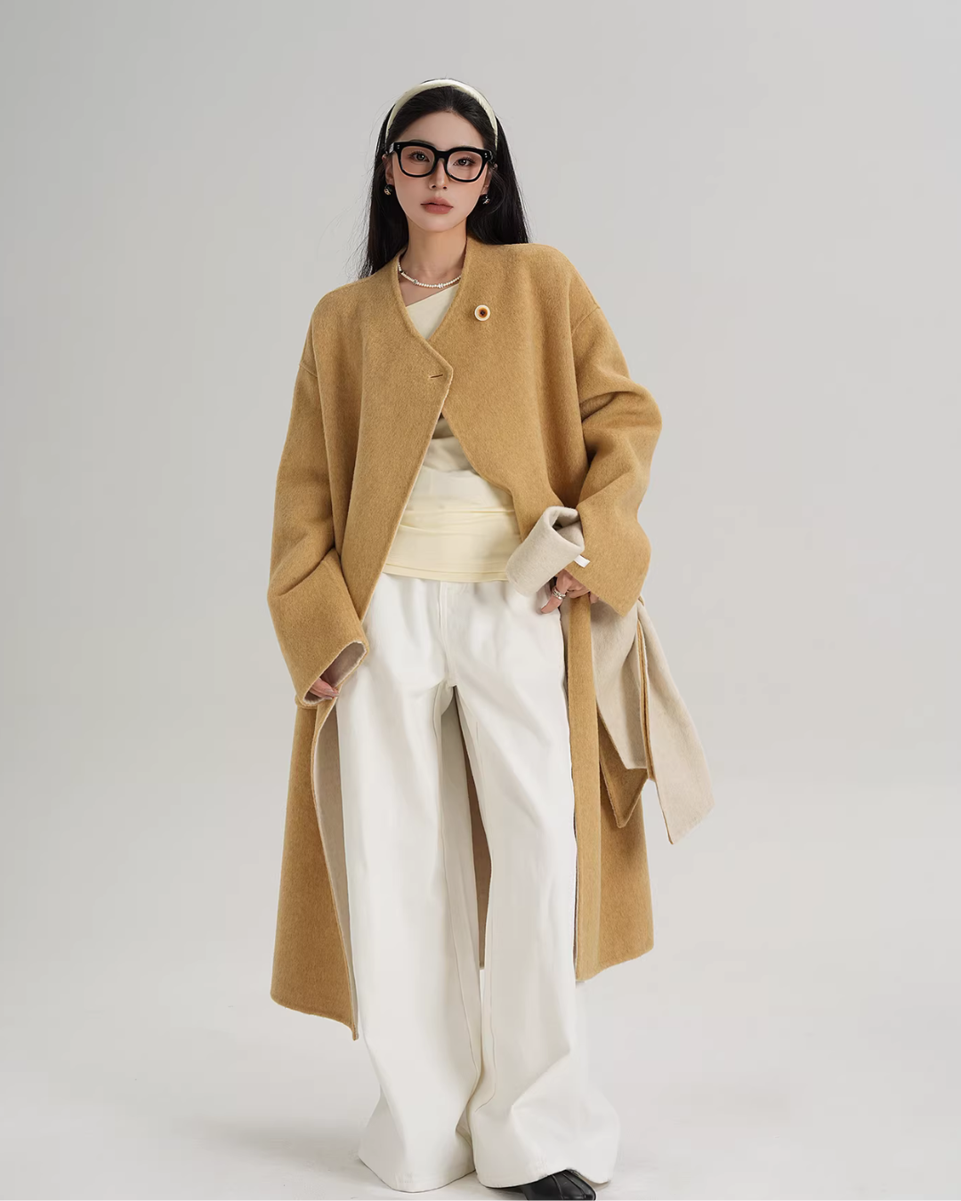 Scarf Collarless Coat SRS0412