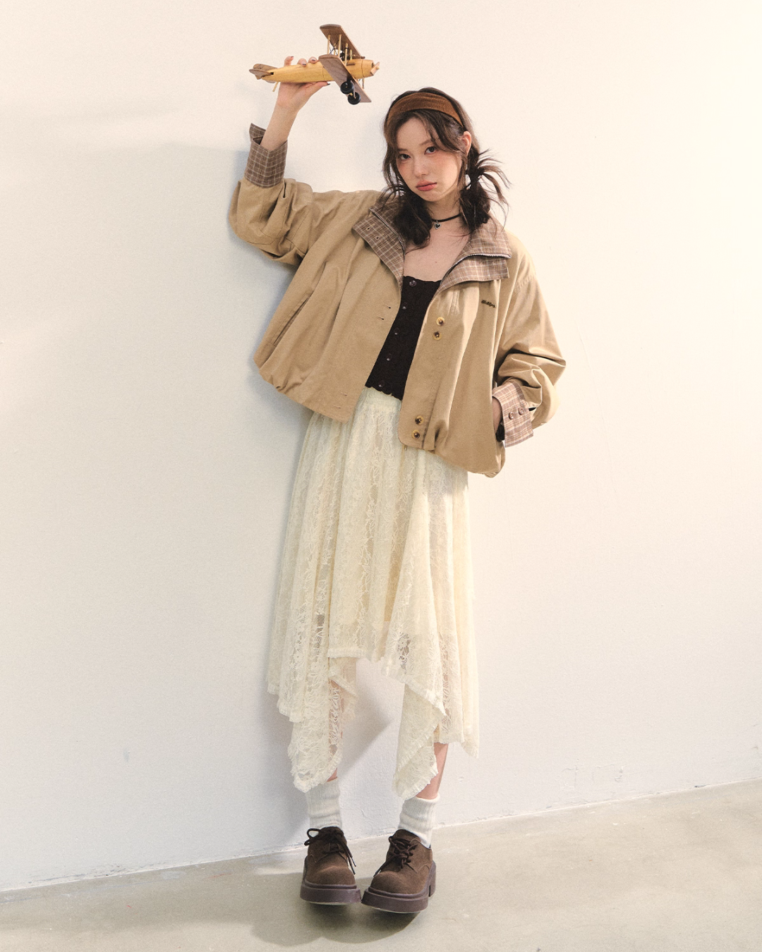 Retro Casual Khaki Jacket / Long-Sleeve Top ASG0052
