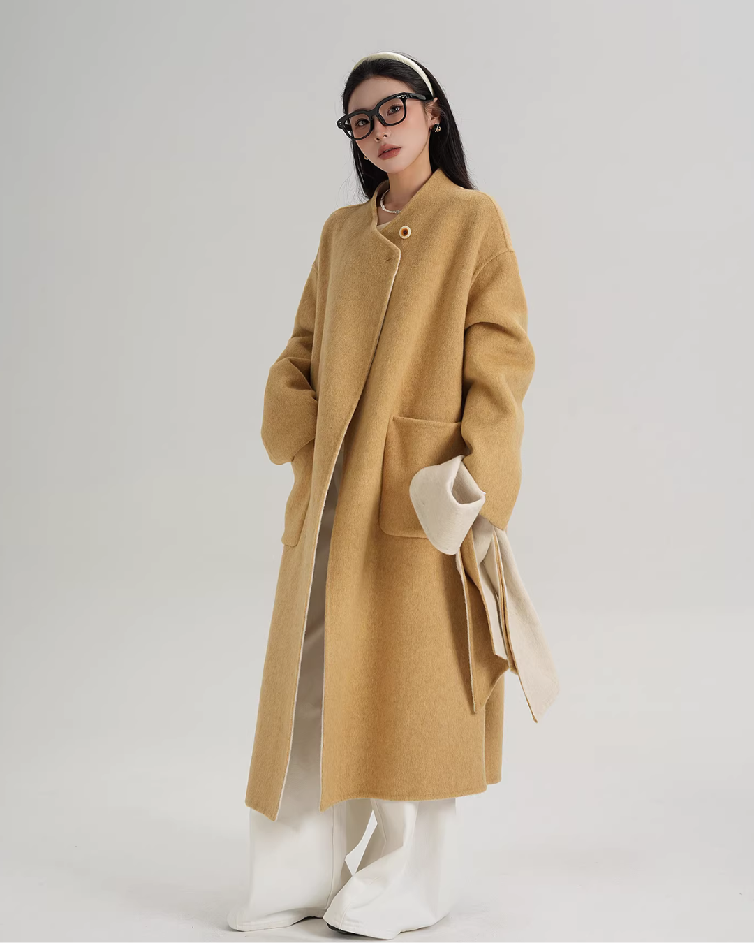 Scarf Collarless Coat SRS0412