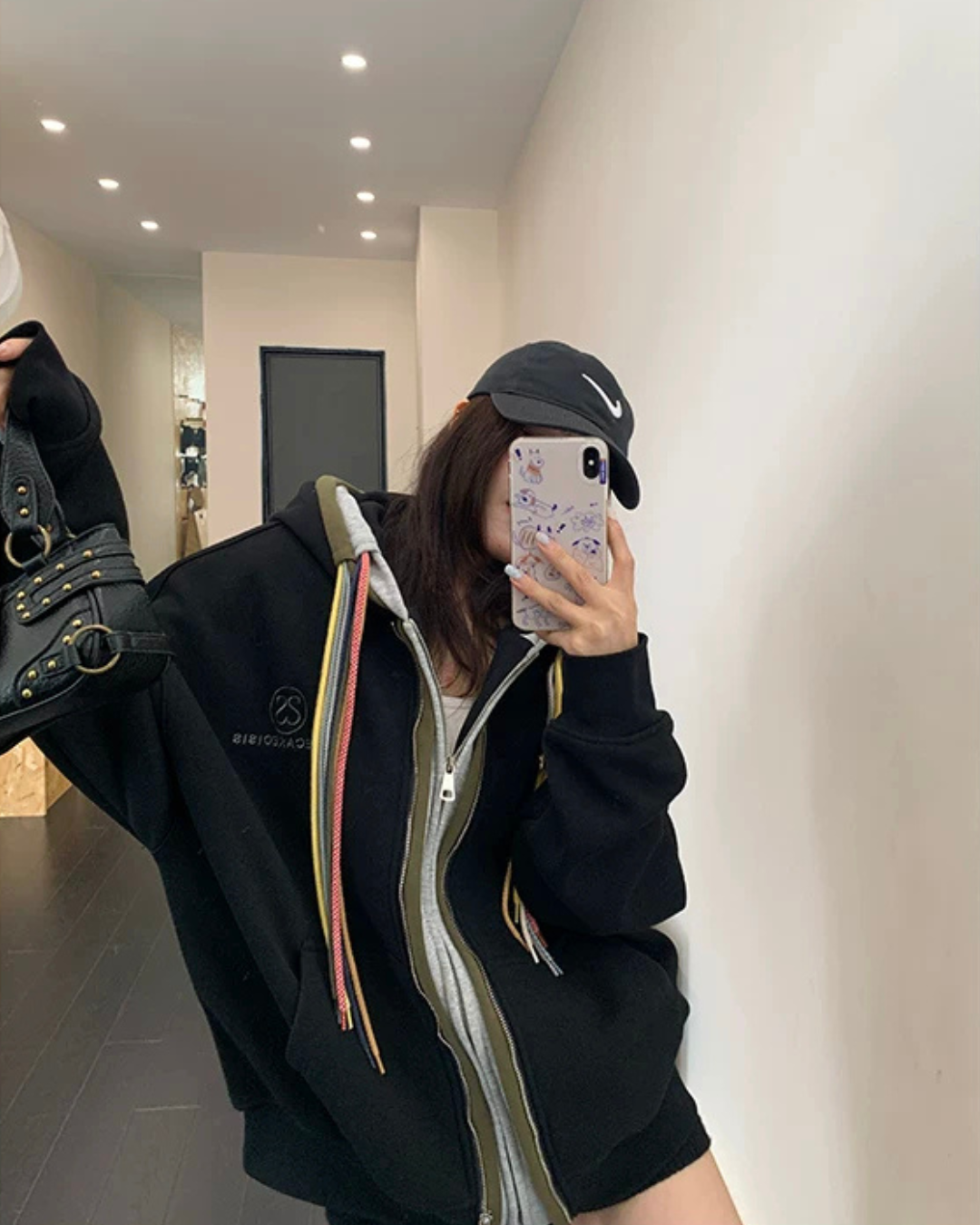 Colorful Drawcord Zip-Up Hoodie YLS1075