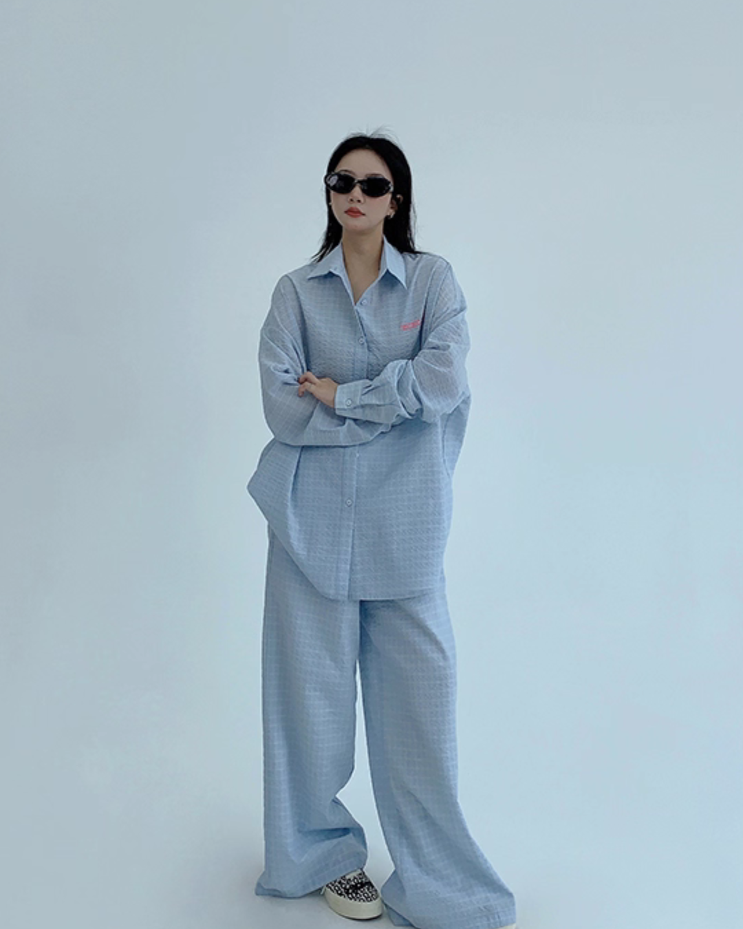 Plaid Long Sleeve Shirt / Loose Pants YLS0916