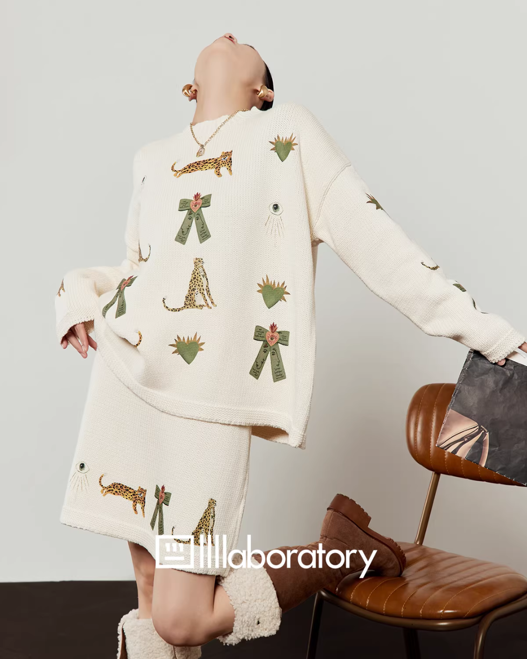 Tiger Heart Patch Knit & Skirt LLA0585