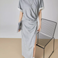Gray Irregular Short-Sleeve Dress FER0049