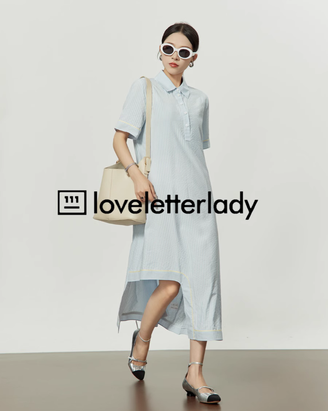 Sky Blue Striped Dress LLA0223