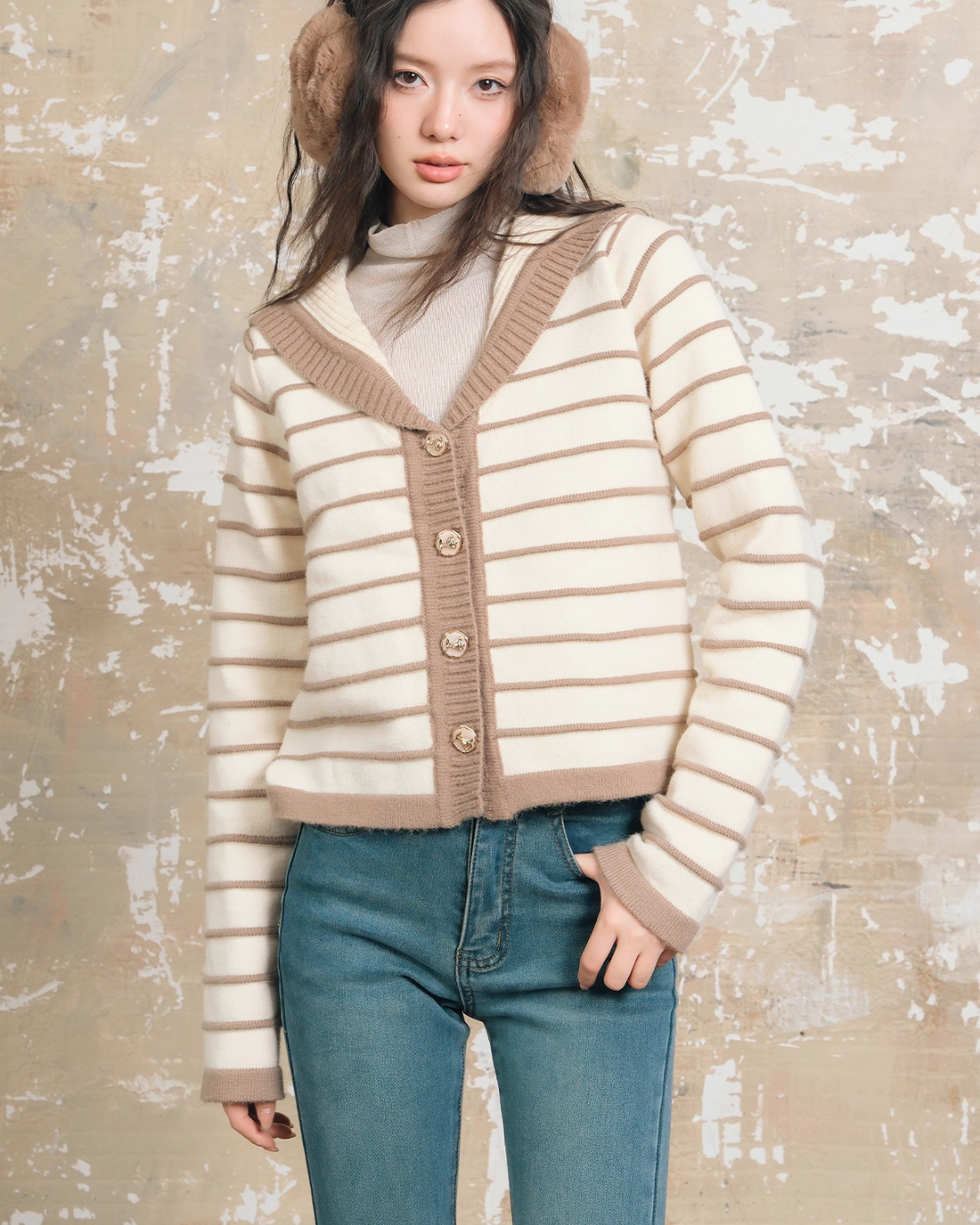 Stripe Retro Collar Knit ASG0054