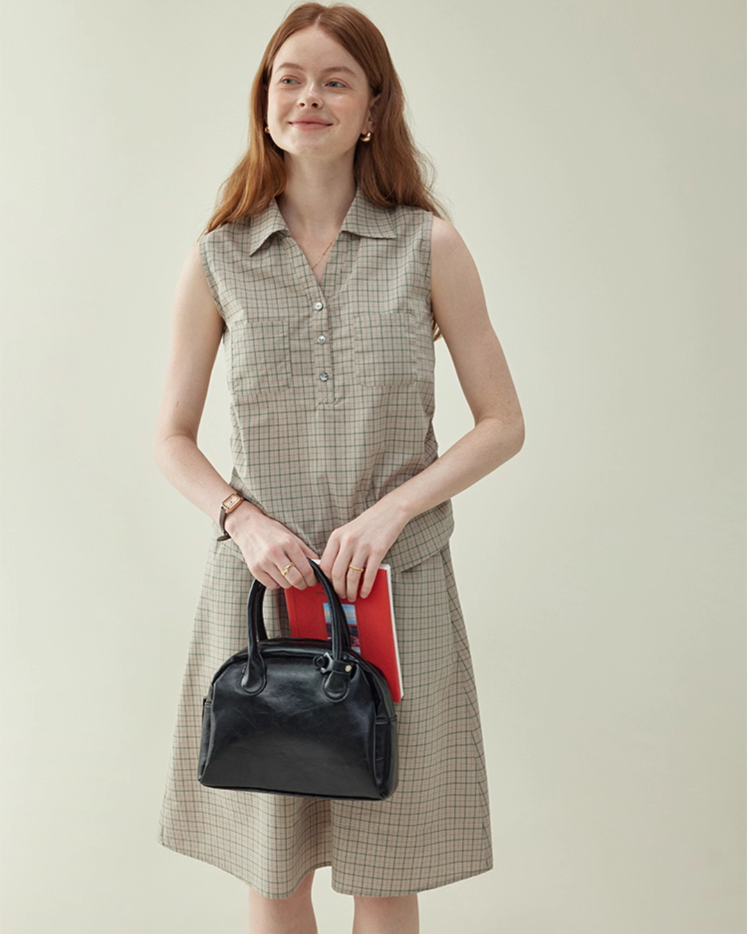 Retro Plaid Sleeveless Shirt / Long Skirt AMU0025