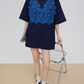 Flower Lace Docking Short-Sleeve T-Shirt FER0325