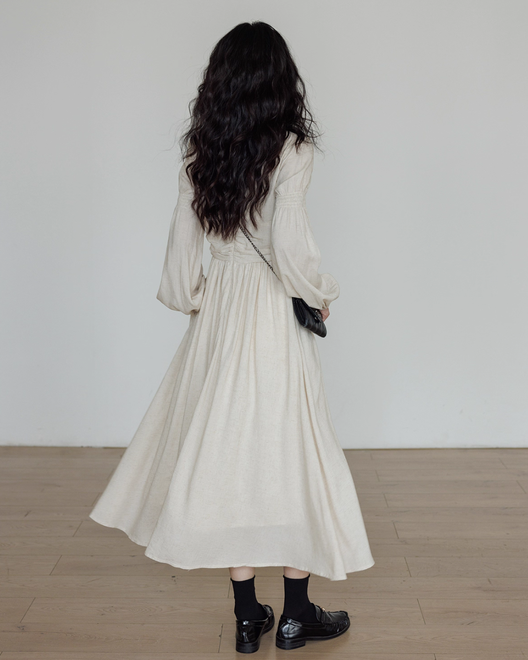 Linen Long-sleeve Slim Dress VAS0155