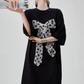 Dot Ribbon Docking Mini Dress FER0234