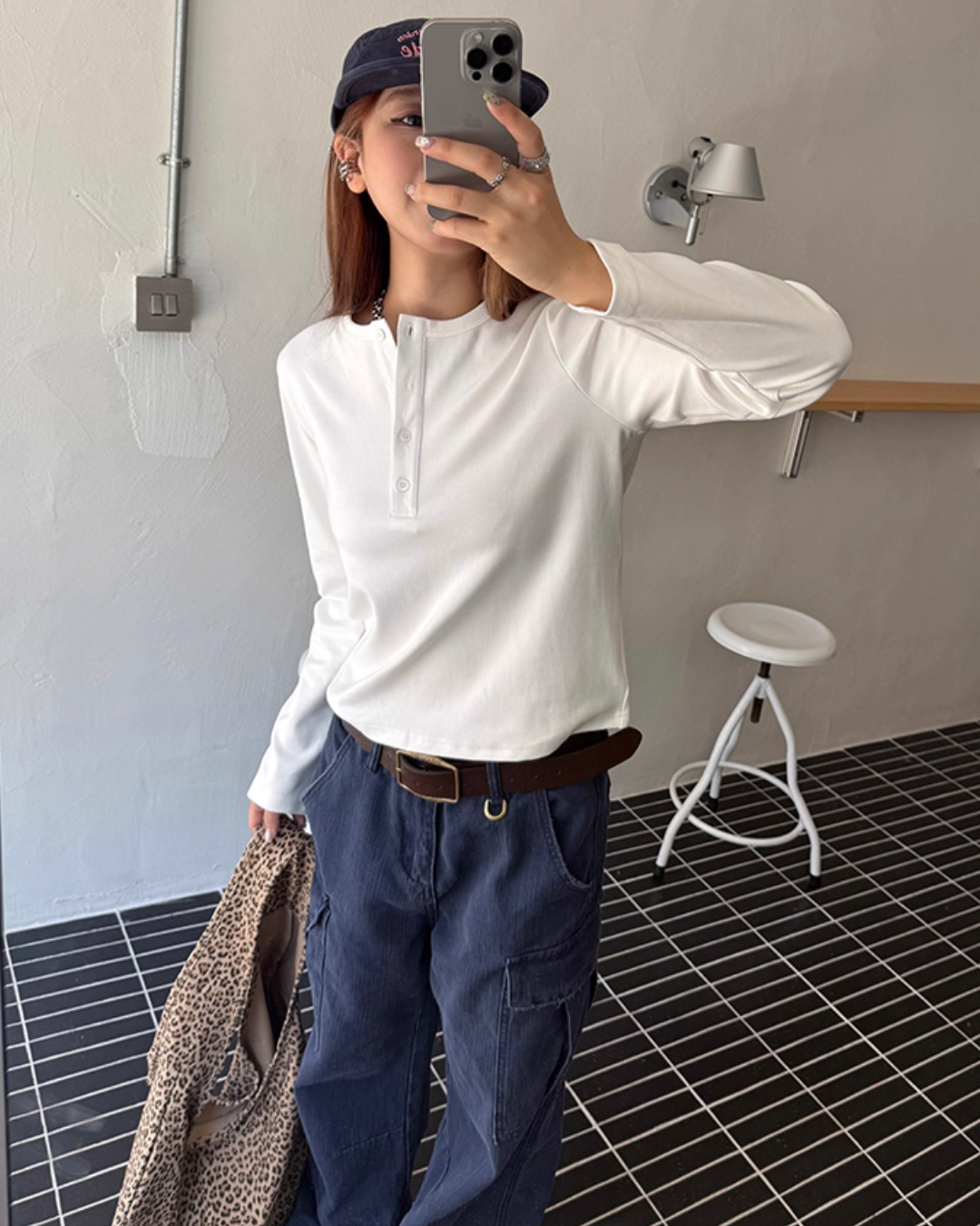 Half-Button Long Sleeve Top CYE0022