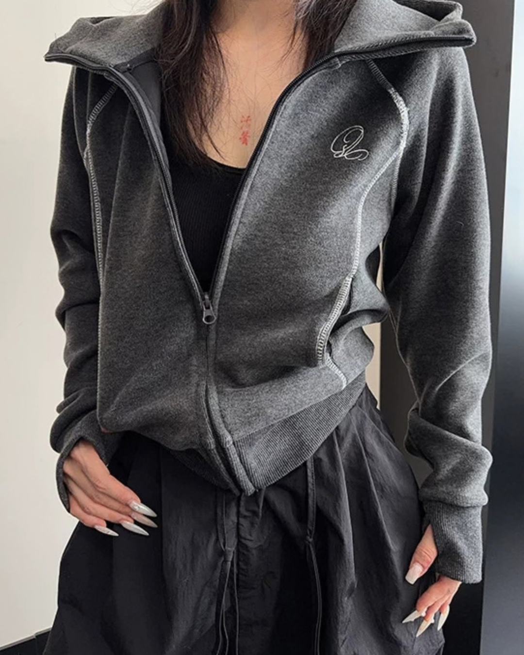 Color-Contrast Stitch Short Jacket YLS1045