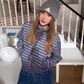 Striped Fleece Stand Collar Hoodie CYE0096