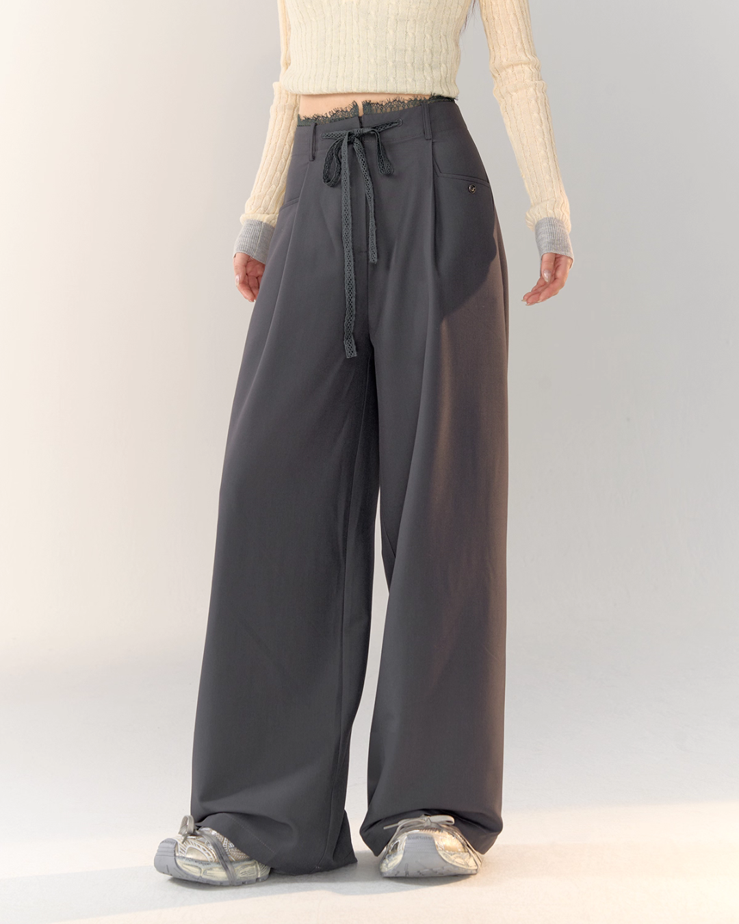 Race Ribbon Loose Slacks Pants ASG0061