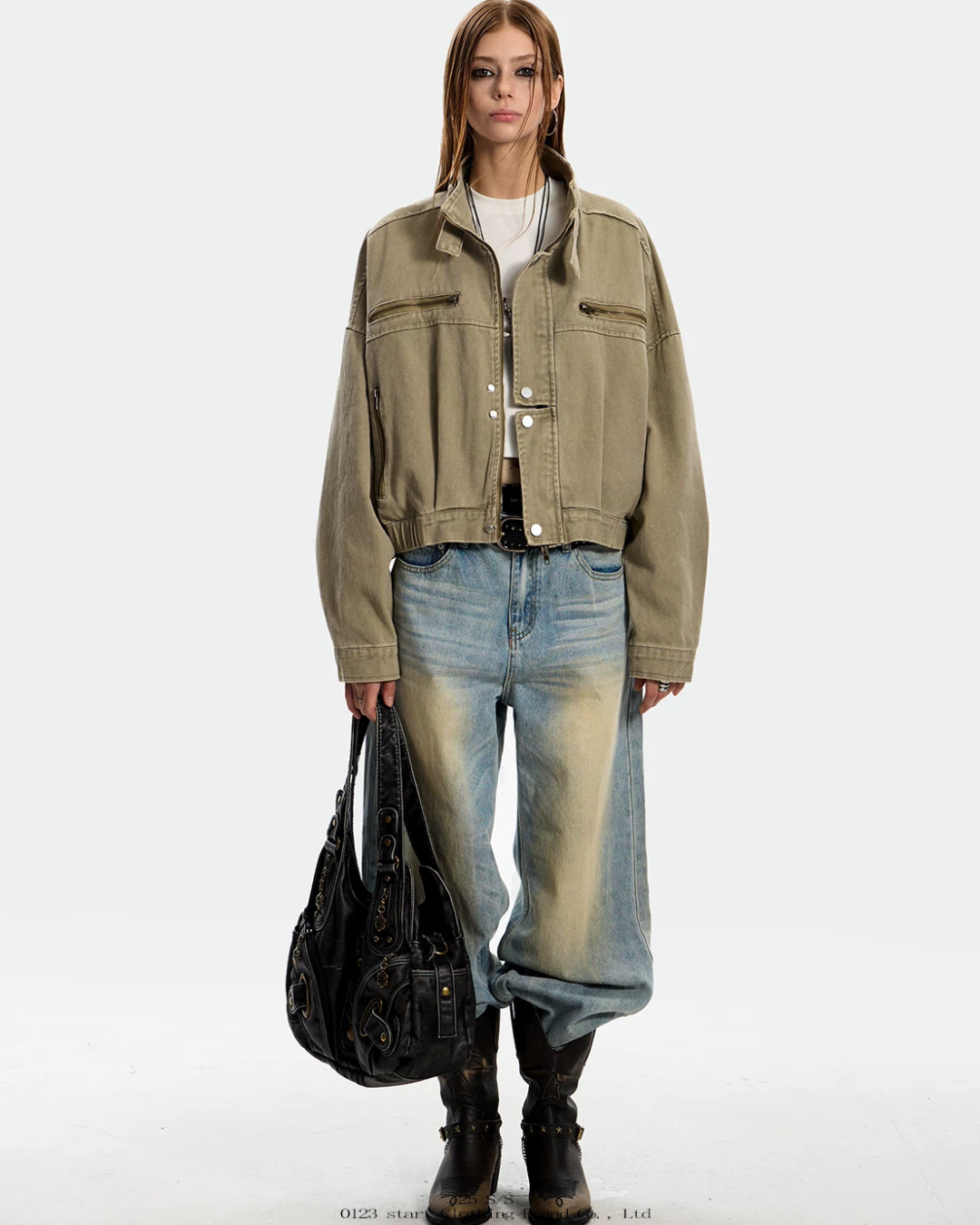 Retro Stand Collar Short Jacket ZTS0019