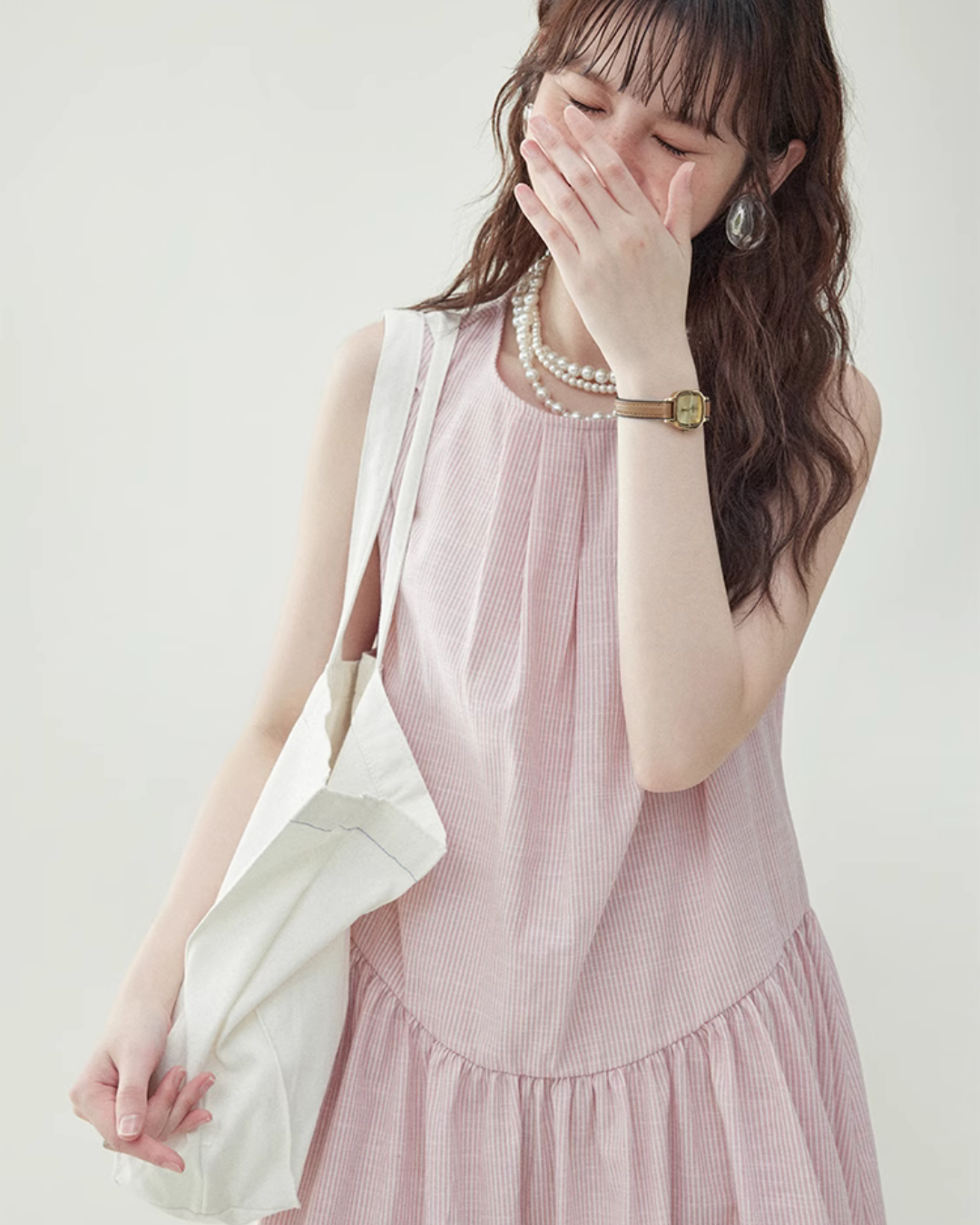 Pink Striped Sleeveless Dress AMU0020