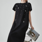 Bijou Flower Embroidery T-Shirt Dress FER0200