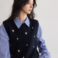College Style Embroidered Knit Vest VAS0140